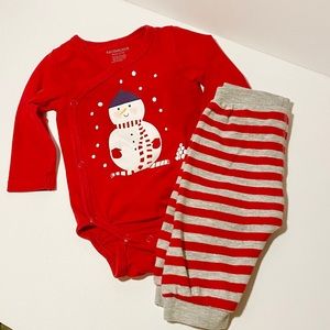H+M Conscious 2pc Snowman Outfit size 2-4M